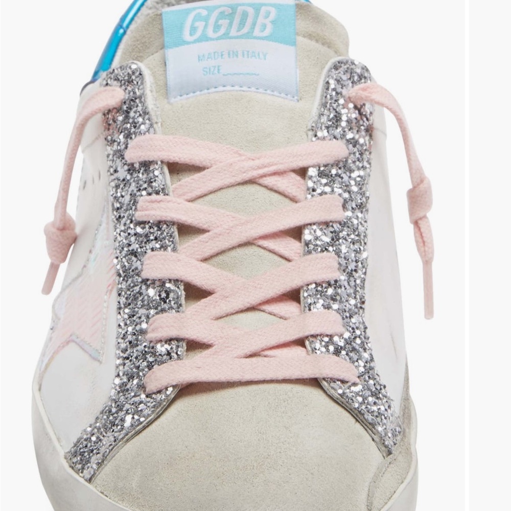 Golden Goose White and Blue Glitter Sneakers - Picture 5 of 14